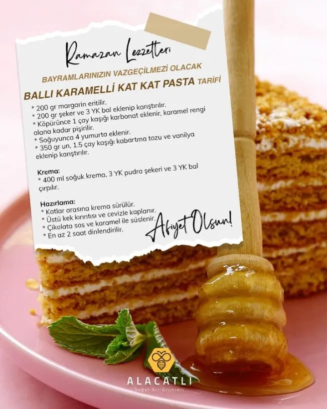 Ballı Karamelli Kat Kat Pasta — ballı tarif